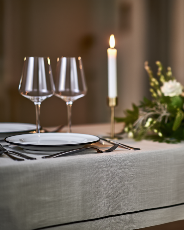 Mbulesë Tavoline Lino me Qëndisje Dekorative Jeshile