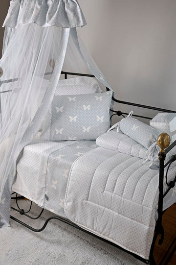BUTTERFLY DOTS GREY DES.686 Set Çarçafi për Bebe