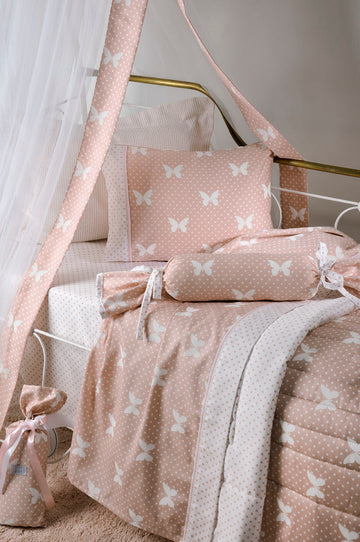 BUTTERFLY DOTS SAUMON DES.685 Set Çarçafi Zarf për Bebe