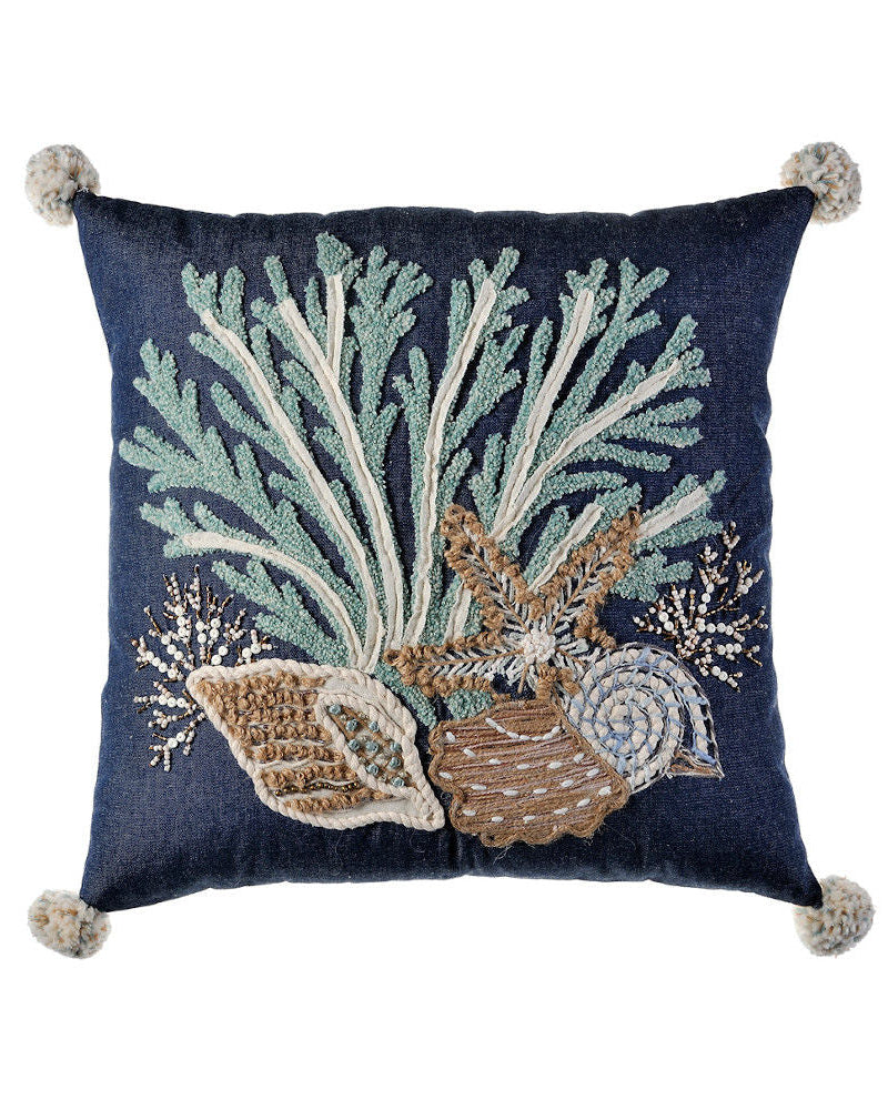 Jastëk Dekorativ Xhinse në ngjyrë blu korale
