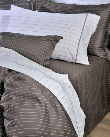 Set Çarçafi Dopio me vija PINSTRIPE GRIS