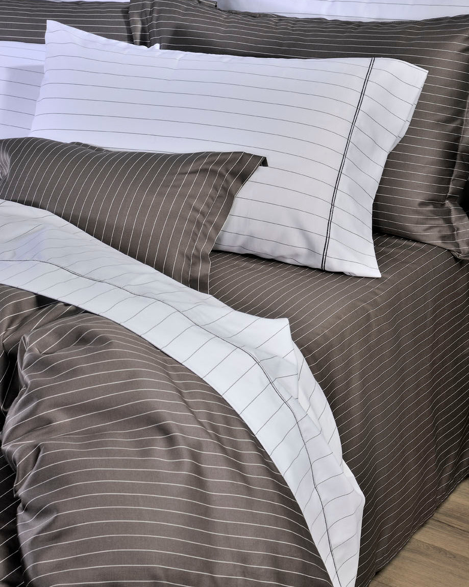Set Çarçafi Dopio me vija PINSTRIPE GRIS