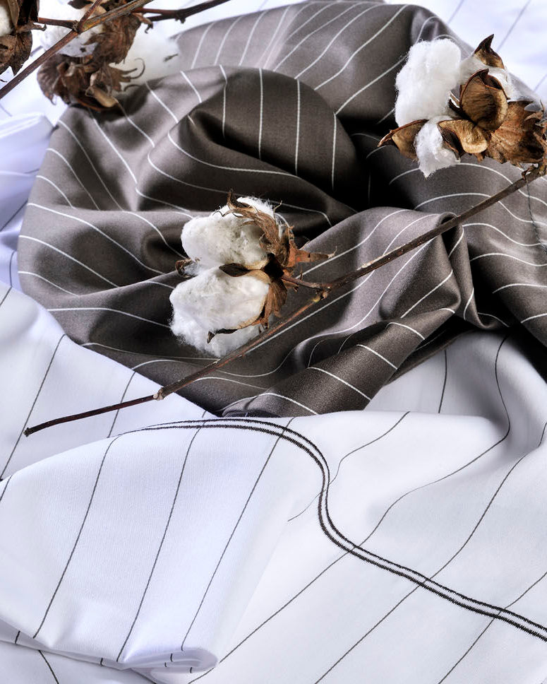 Set Çarçafi Dopio me vija PINSTRIPE GRIS