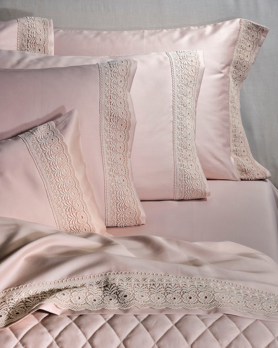 Set Carcafi Dopio me Dantellë ngjyrë rozë