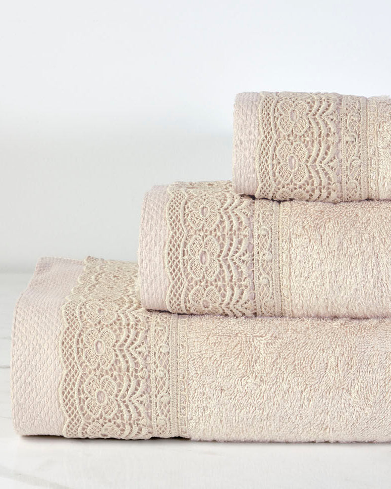 Set Peshqiri me Dantellë ngjyrë pana