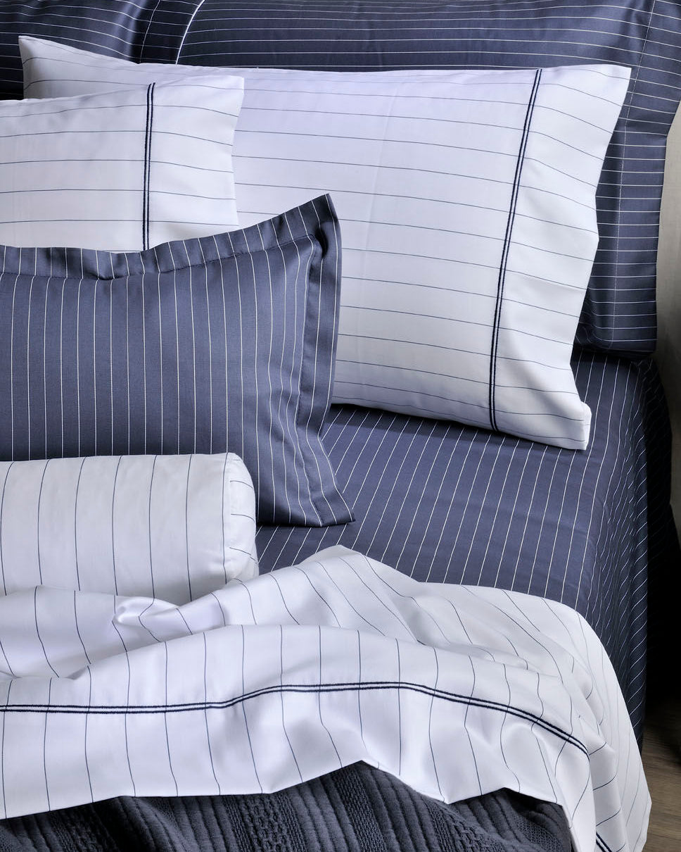 Set Çarçafi Tek me vija Pinstripe blu