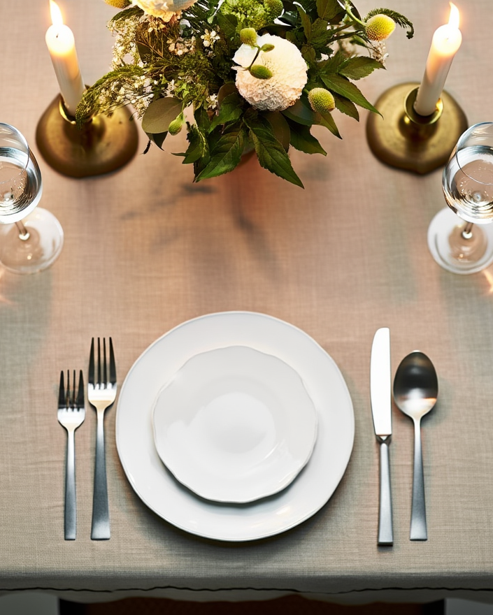 Mbulesë Tavoline Lino me Qëndisje Dekorative Jeshile