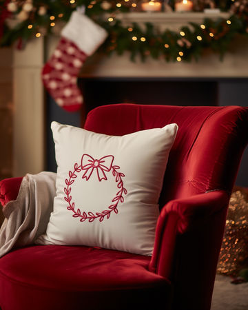 Jastëk dekorativ festiv velvet me qëndisje dhe kordon