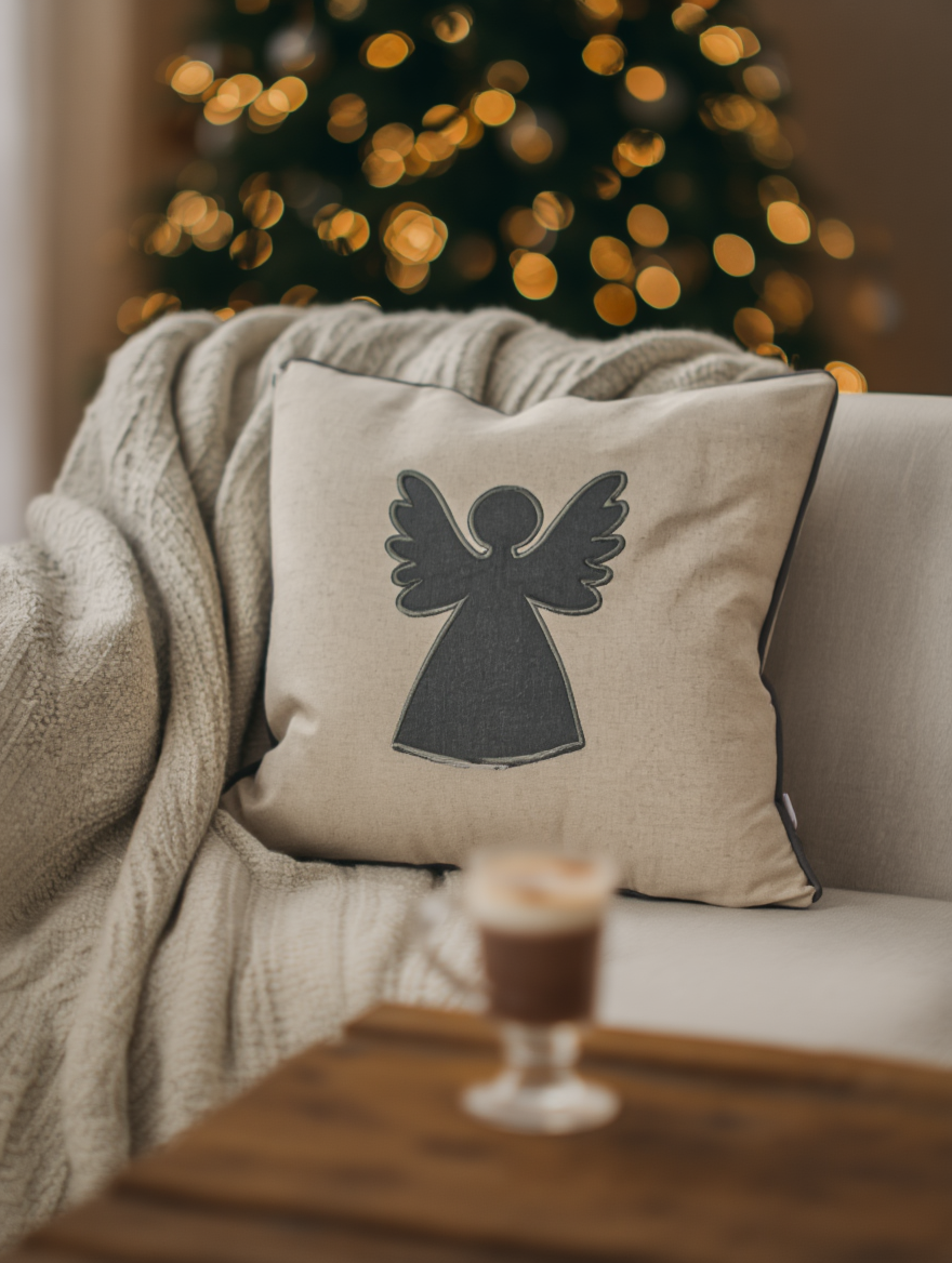 Jastëk dekorativ festiv me qëndisje dhe kordon