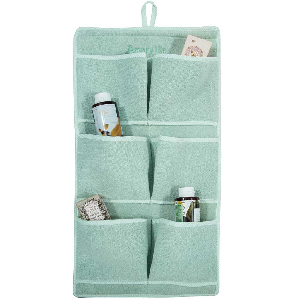 Çantë tualeti banjoje prej materiali peshqiri në ngjyrë jeshile