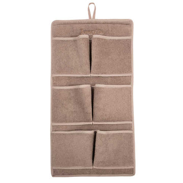 Çantë tualeti banjoje prej materiali peshqiri në ngjyrë kafe