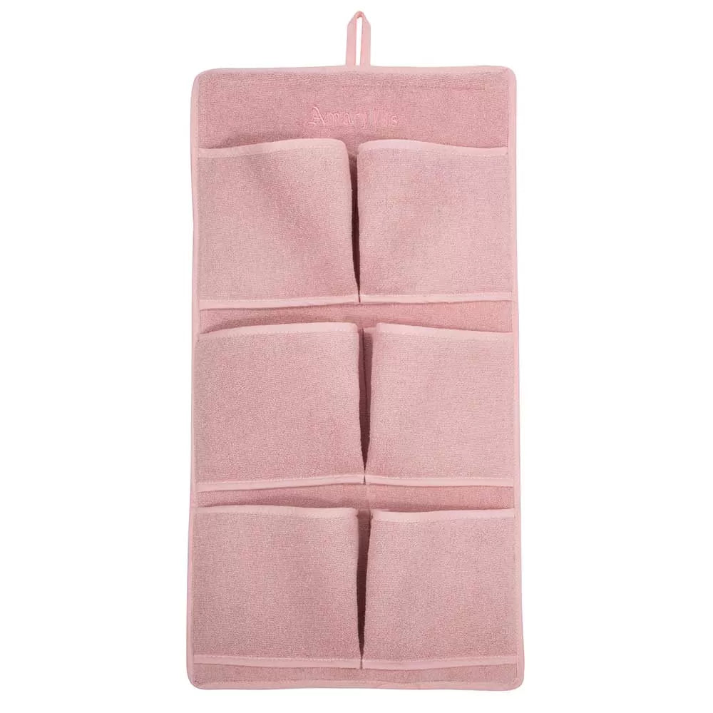 Çantë tualeti banjoje prej materiali peshqiri në ngjyrë rozë