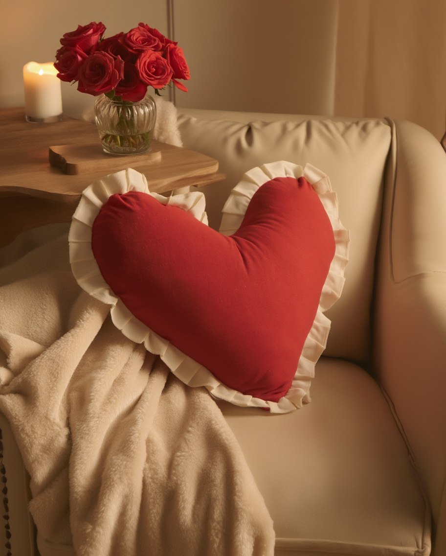 Jastëk dekorativ festiv në formë zemre