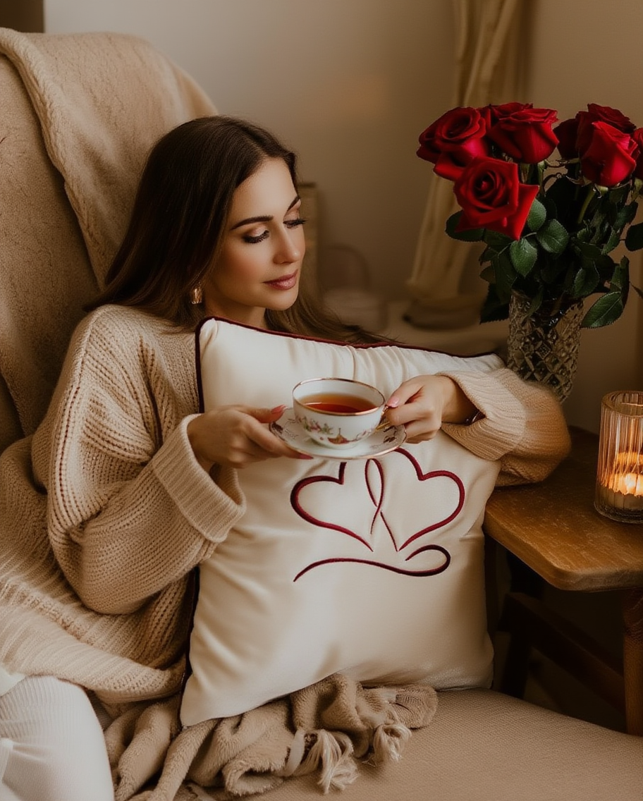 Jastëk dekorativ festiv velvet me qëndisje dhe kordon