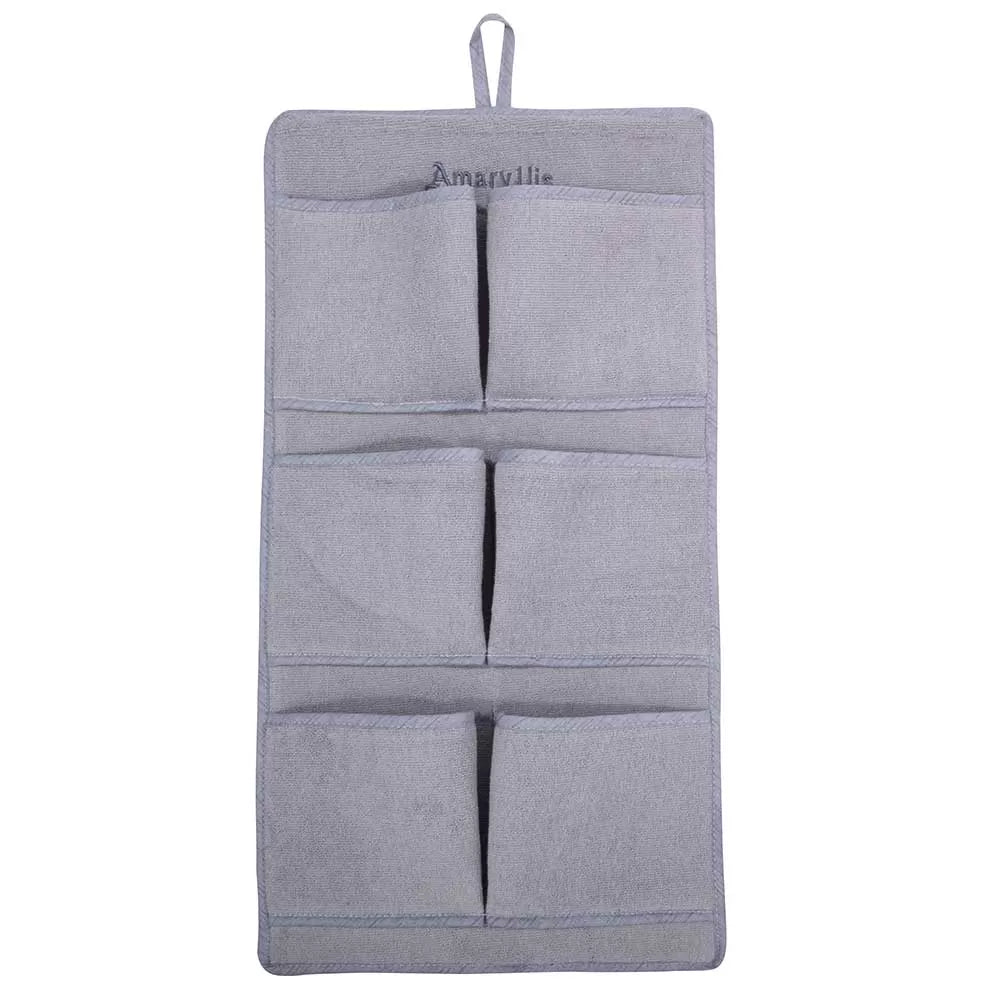 Çantë tualeti banjoje prej materiali peshqiri në ngjyrë gri