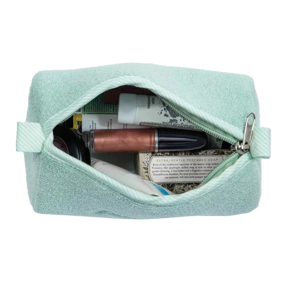 Çantë tualeti në formë kuti, prej peshqiri, ngjyrë jeshile