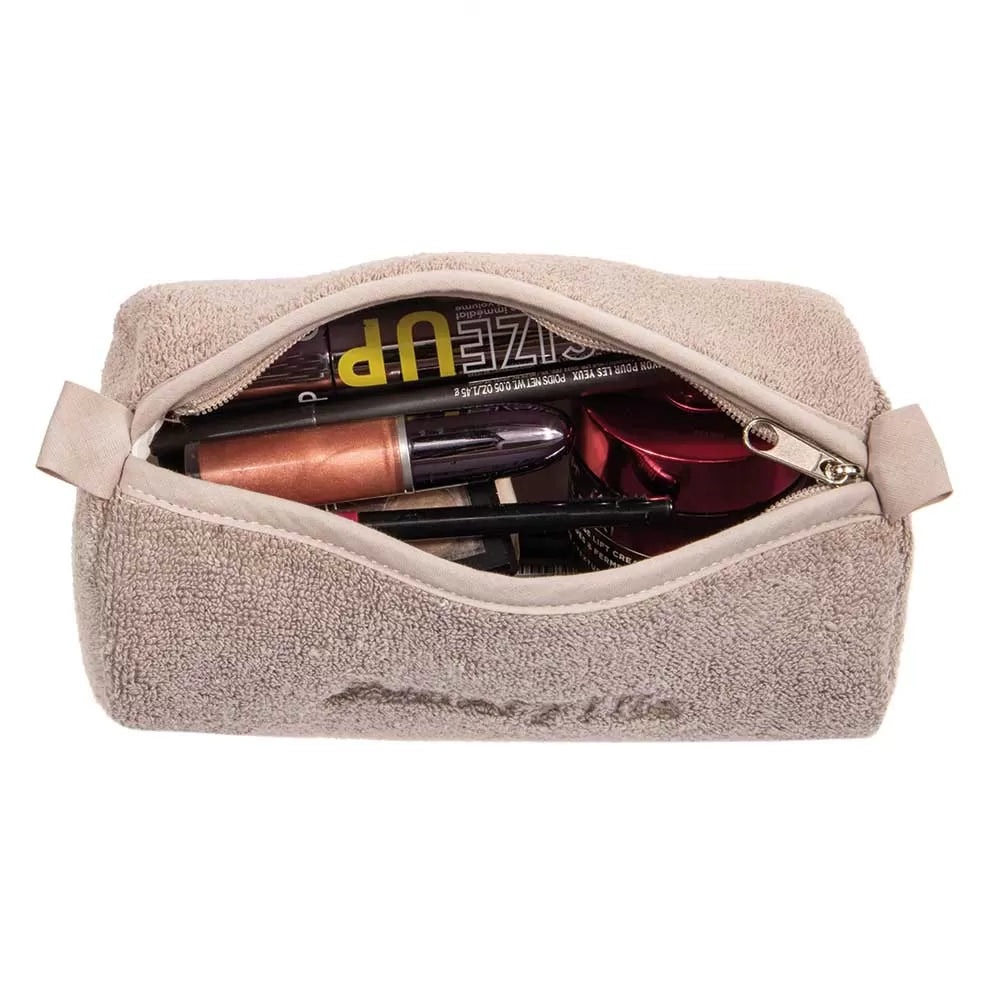 Çantë tualeti në formë kuti, prej peshqiri, ngjyrë kafe