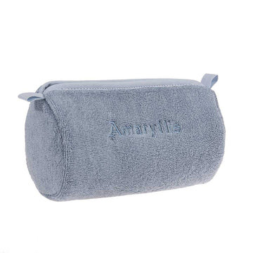 Çantë tualeti në formë kuti, prej peshqiri, ngjyrë blu e çelët