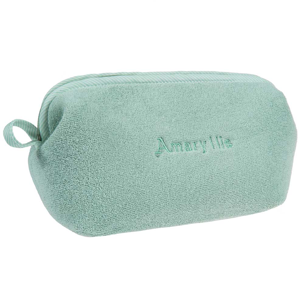 Çantë tualeti e madhe në ngjyrë jeshile, prej materiali peshqir