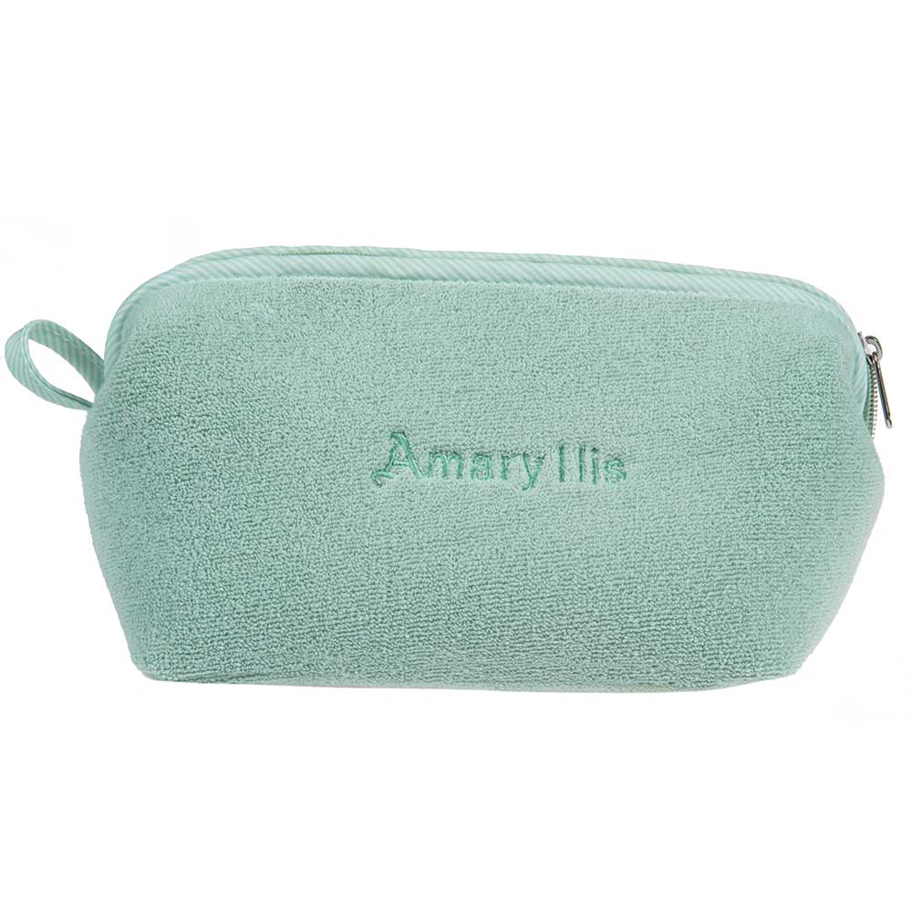 Çantë tualeti e madhe në ngjyrë jeshile, prej materiali peshqir