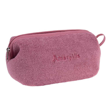 Çantë tualeti e madhe në ngjyrë rozë e errët, prej materiali peshqir