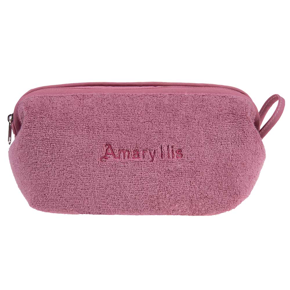 Çantë tualeti e madhe në ngjyrë rozë e errët, prej materiali peshqir