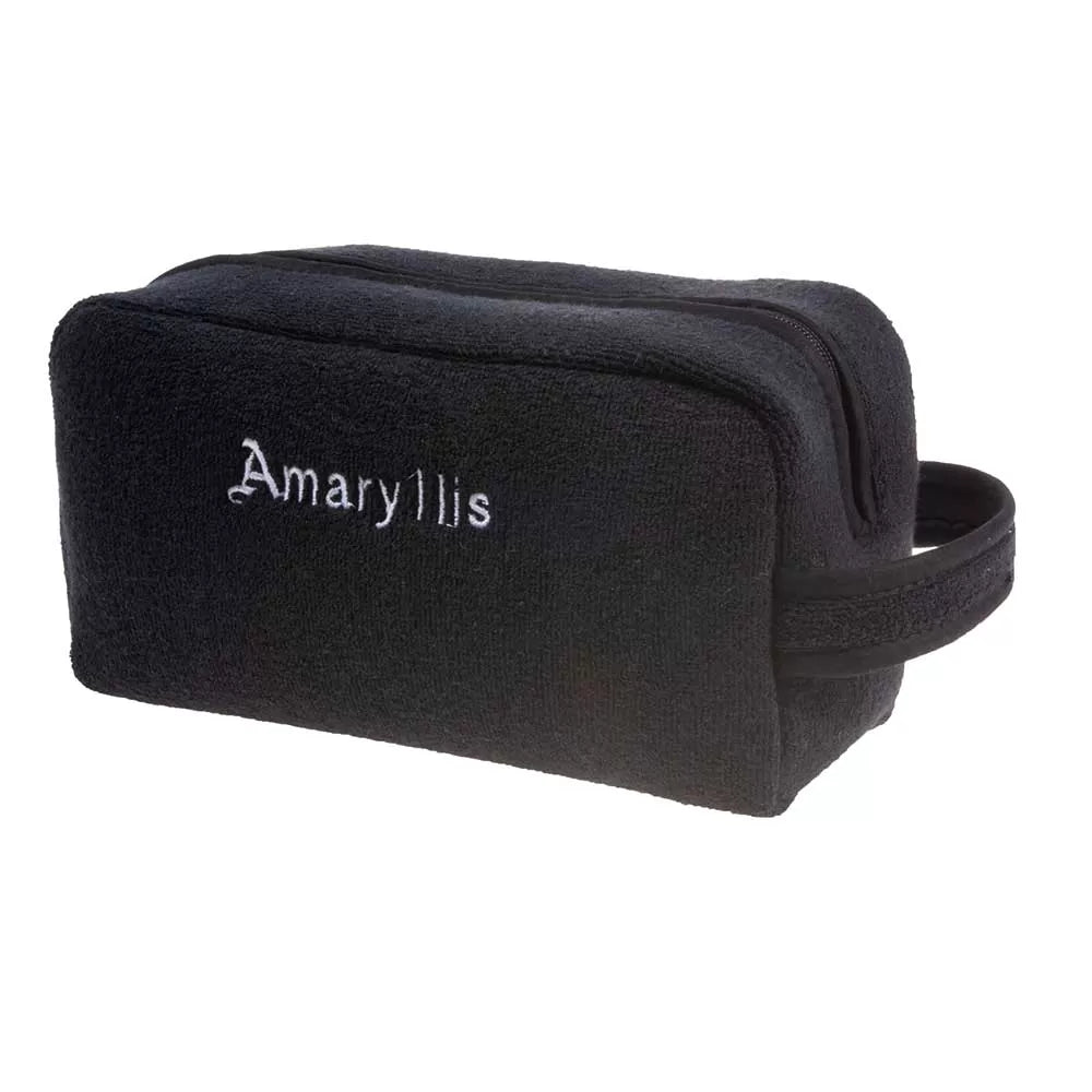 Çantë tualeti nga peshqir pambuku, ngjyrë e zezë, me dorezë