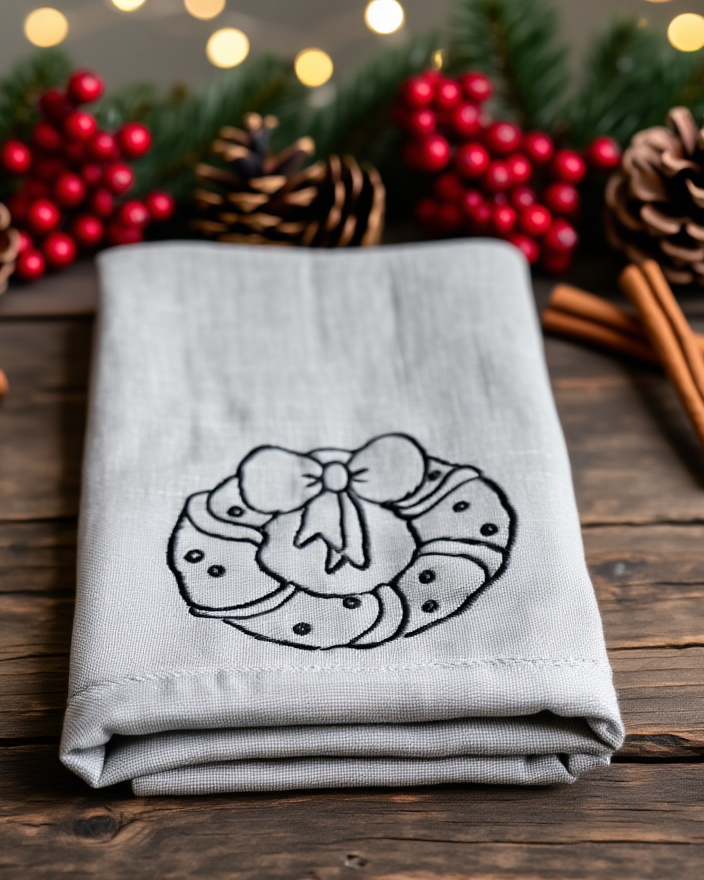 Pecetë dekori festive për kuzhinën 100% lino