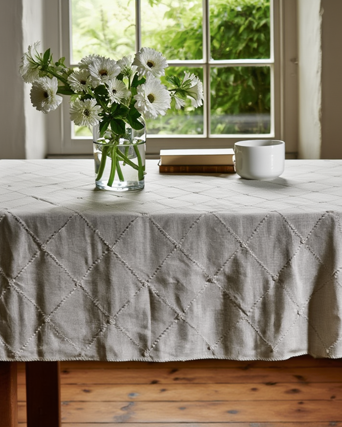 Mbulesë Tavoline Lino me Qëndisje