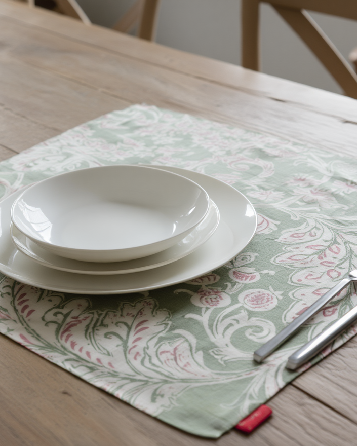 Shtresë pjate klasik floral në nuanca jeshile