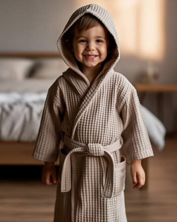 Robdishan për fëmijë pambuku me endje waffle