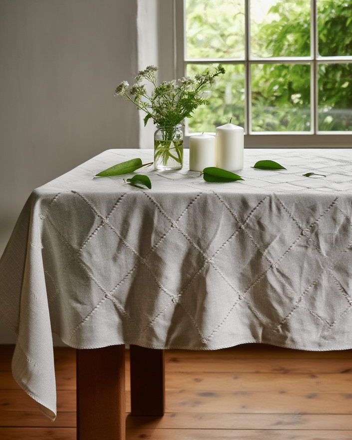 Mbulesë Tavoline Lino me Qëndisje