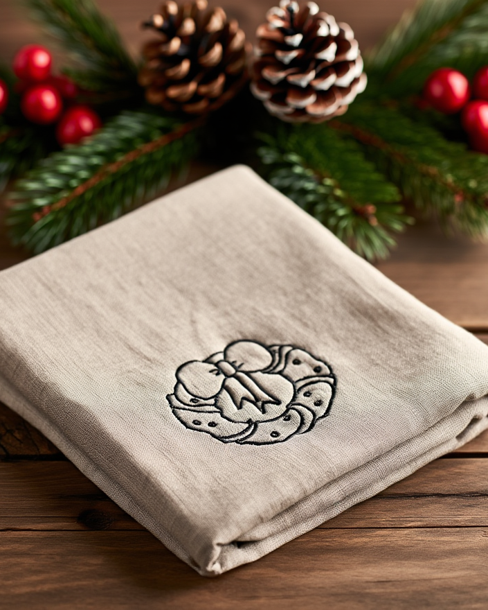 Pecetë dekori festive për kuzhinën 100% lino