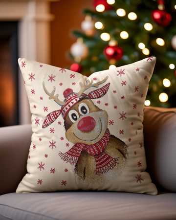 Këllëf jastëku dekorativ me Drer Krishtlindjesh