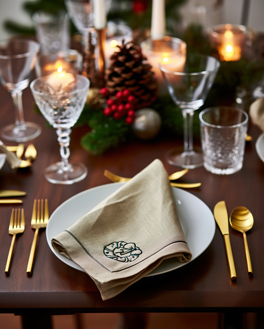 Pecetë Tavoline Lino me qëndisje