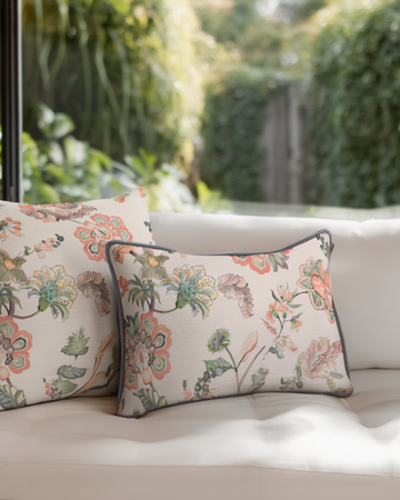 Jastëk Dekorativ me Lule me Kordon Jeshil