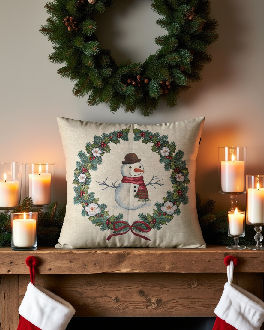 Këllëf jastëku dekorativ me motive Krishtlindjesh