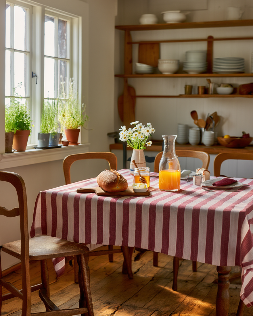 Mbulesë Tavoline me Vija Stil Rustik