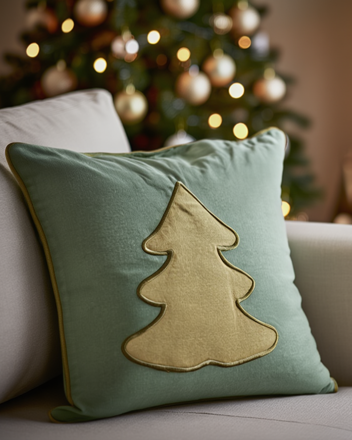 Jastëk dekorativ festiv me qëndisje dhe kordon