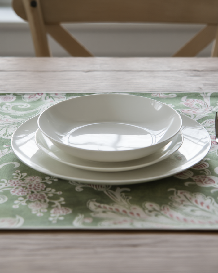 Shtresë pjate klasik floral në nuanca jeshile