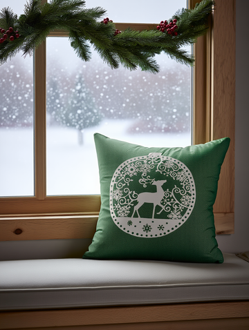 Këllëf jastëku dekorativ me drerë Krishtlindjesh