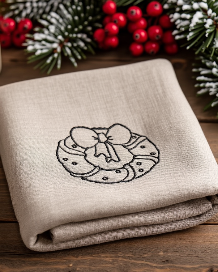 Pecetë dekori festive për kuzhinën 100% lino