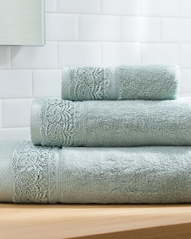 Set Peshqiri me Dantellë ngjyrë bojëqielli