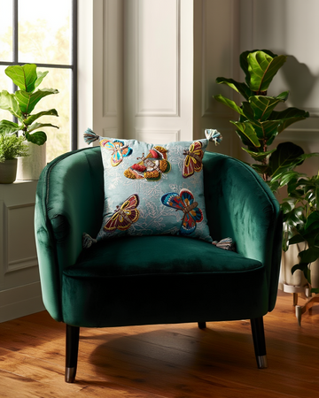 Jastëk Dekorativ Xhinse Flutura te qëndisura