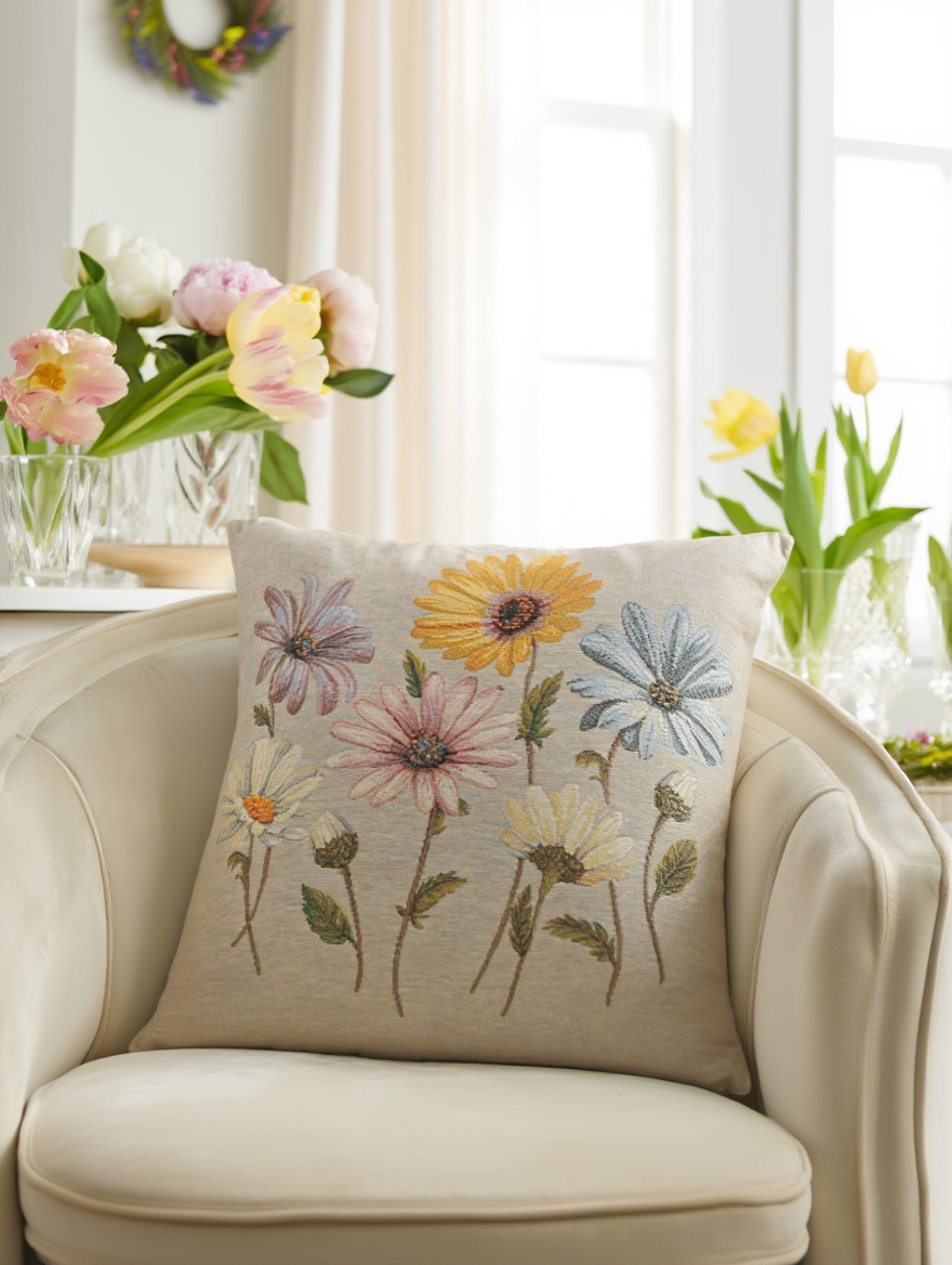 Këllëf jastëku dekorativ me Motive Lulesh