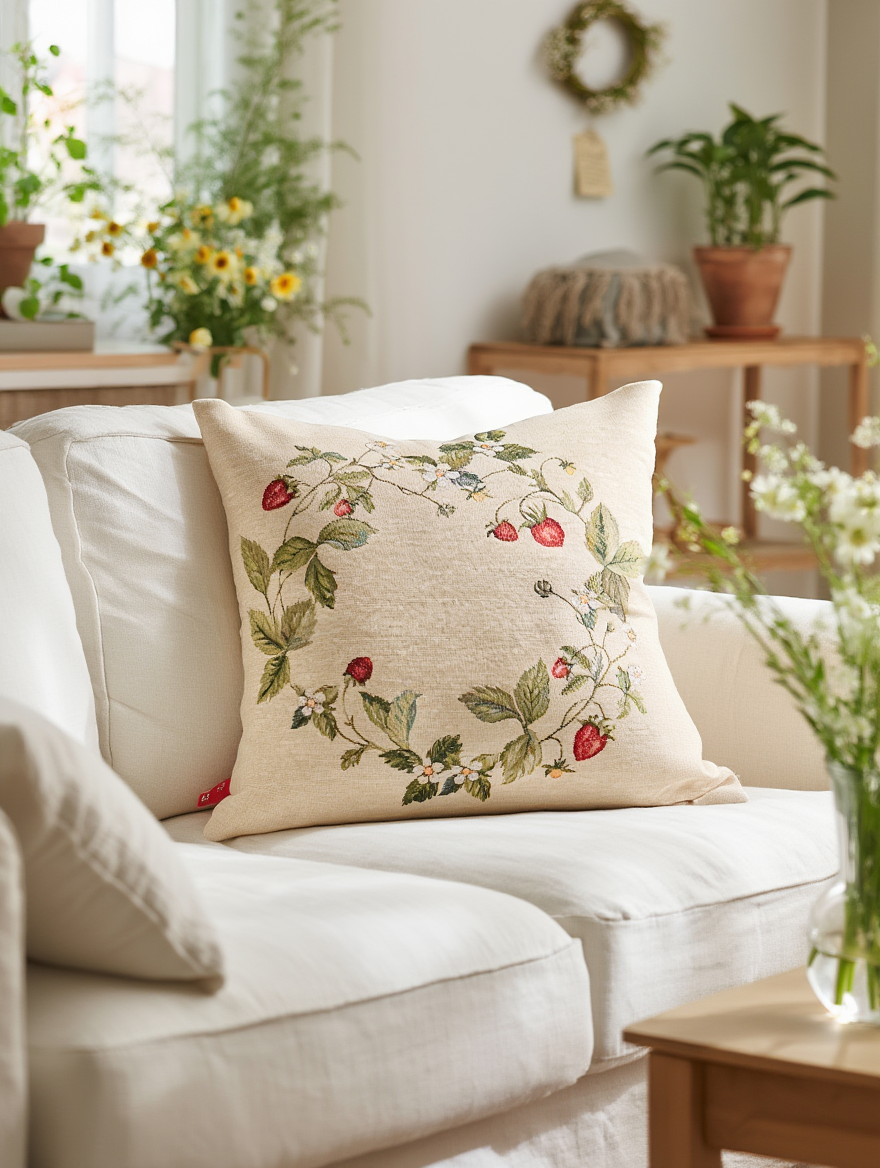 Këllëf jastëku dekorativ me Motive Luleshtrydhesh