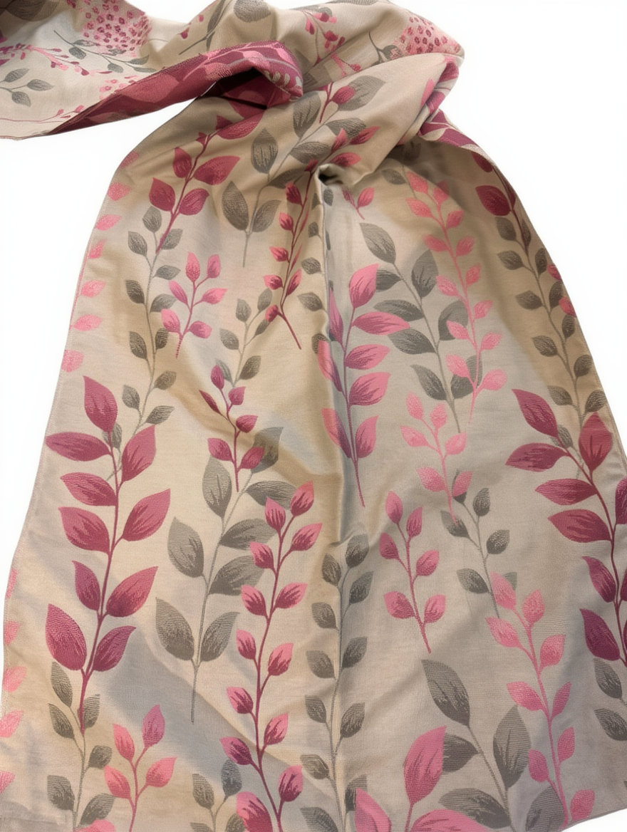 Perde elegante me motive florale në nuanca rozë dhe bezhë