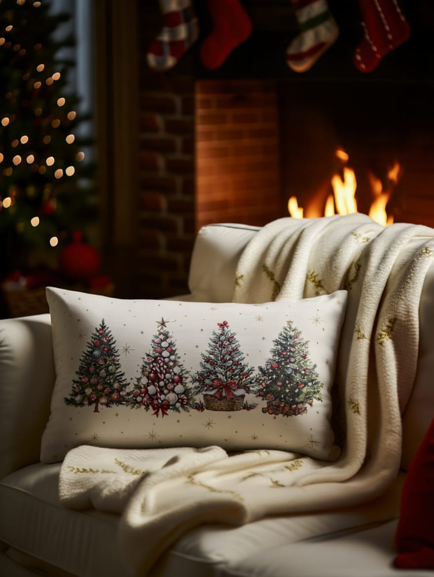 Këllëf jastëku dekorativ me pemë pa mbushje