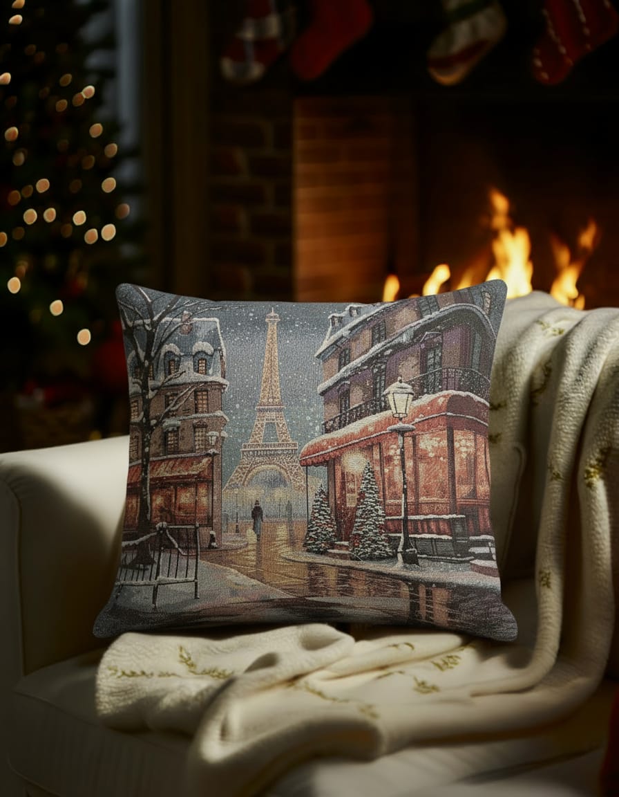 Këllëf jastëku dekorativ me motive krishtlindje pa mbushje