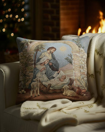 Këllëf jastëku dekorativ me motive krishtlindje pa mbushje